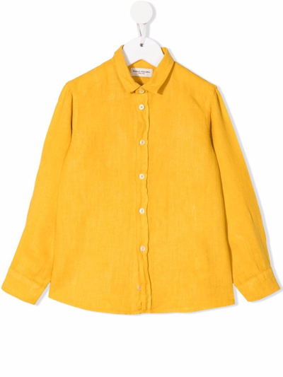 Paolo Pecora Teen Linen Long-sleeved Shirt In Ocher