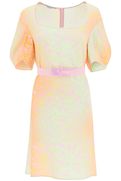 Stella Mccartney Keep On Smiling Belted Dress In Multi-colored