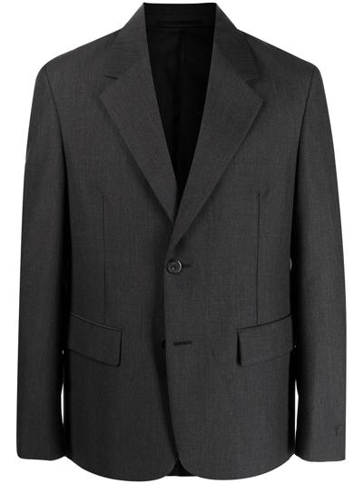 Prada Single-breasted Notched-lapel Blazer In Gray