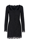 Dolce & Gabbana Black Stretch Silk Charmeuse Lace Dress