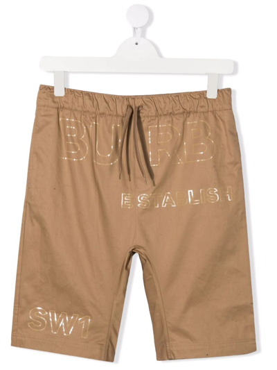 Burberry Kids' Horseferry-print Cotton Shorts In Neutrals