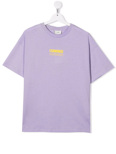 Fendi Teen Graphic-print Cotton T-shirt In Purple