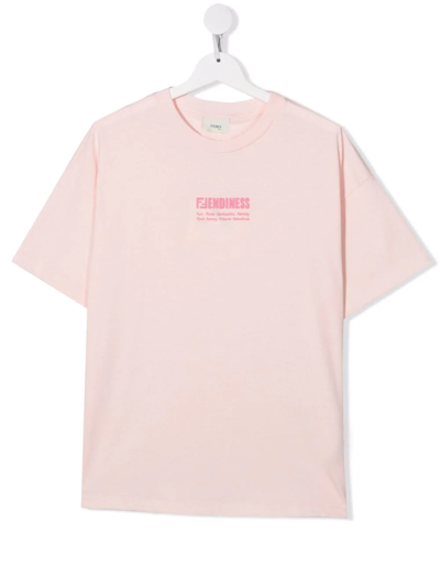 Fendi Teen Graphic-print Cotton T-shirt In Pink