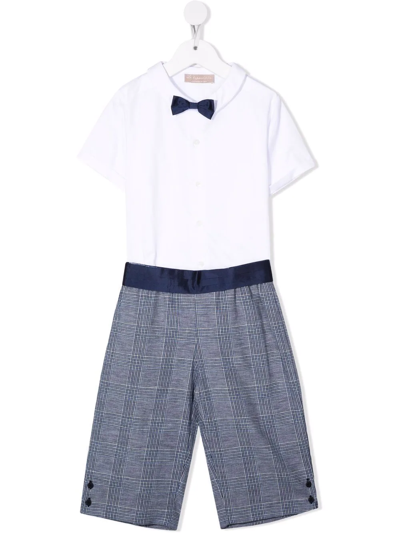 La Stupenderia Kids' Bow Tie Trouser And Short Sleeve Shirt Set In White