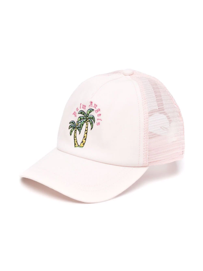 Palm Angels Kids' Palm Tree Logo-embroidered Cap In Pink