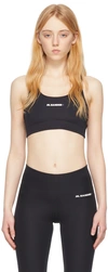 Jil Sander Black Sports Bra With Logo Lettering On The Front In Tech Fabric Stretch Woman In 001 Black