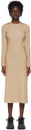 Rokh Brown Polyester Mid-length Dress In 14lightbrownblueembl