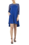 Nina Leonard Illusion High-low Swing Dress In Classic Blue