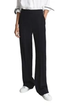 Reiss Wilde Wide Leg Trousers Navy In Navy
