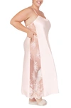 Rya Collection Plus Size Darling Lace-inset Nightgown In Petal Pink