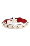 Christian Louboutin Loubilink Embellished Leather Bracelet In White