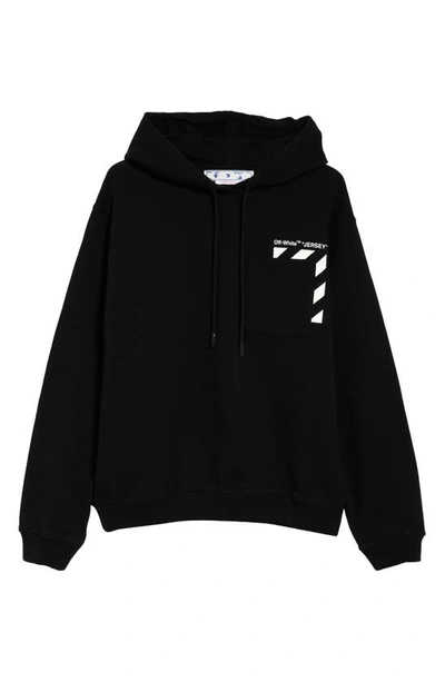 Off-white Logo Cotton French Terry Hoodie In Чёрный