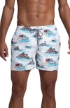 Bugatchi Ocean Scene Swim Trunks In White