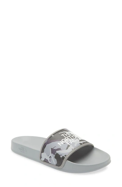 The North Face Base Camp Sliders In Gray Camo In Grey/ White