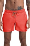 Bugatchi Solid Swim Trunks In Coral
