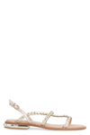 Ash Paola Studded Leather Flat Sandals In Gold