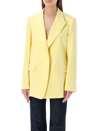 Chloé Buttonless Pure Silk Blazer With Peak Lapel In Radiant Yellow