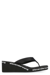 Alexander Wang Square Toe Logo Midsole Wedged Flip Flops In Black