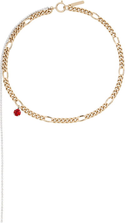 Justine Clenquet Ssense Exclusive Gold & Red Val Necklace In Gold/ Red