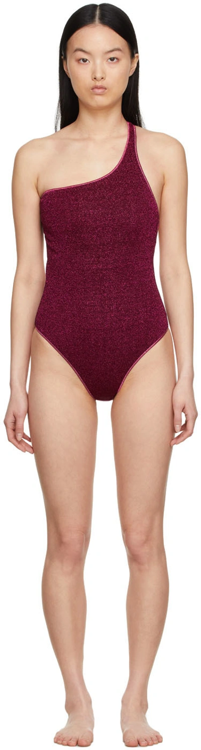 Oseree Lumiere Asymetrical One-piece Swimsuit In Fuxia