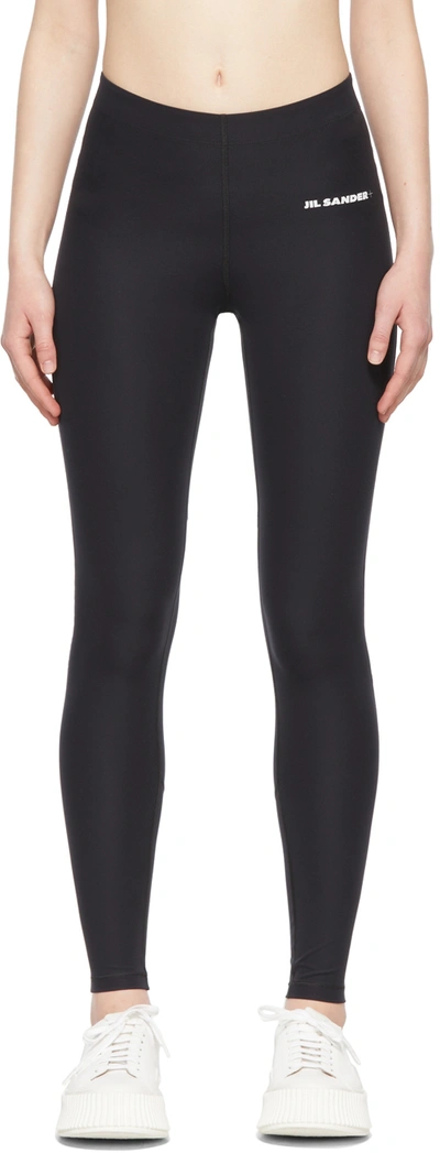 Jil Sander Logo Stretch Technical Jersey Leggings In Black