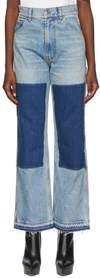 Amiri Carpenter Patchwork Denim High-rise Straight-leg Jeans In Blue