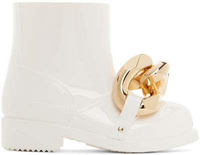 Jw Anderson Chain-embellished Rubber Ankle Boots In White
