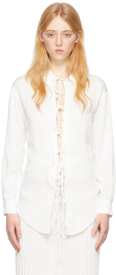 Christopher Esber Lace-detail Long-sleeved Shirt In Cream