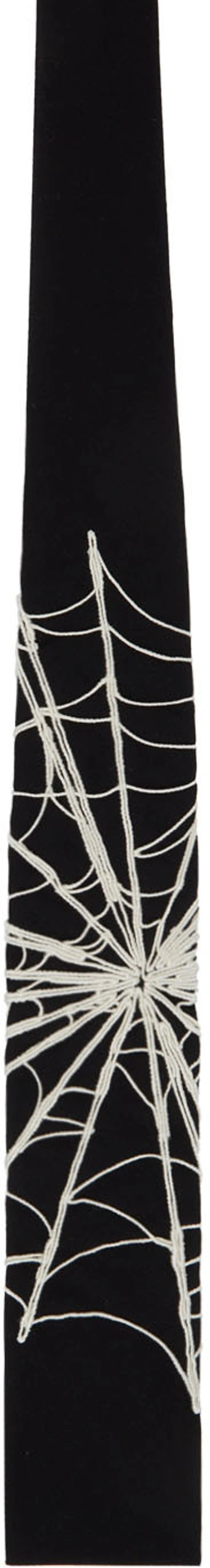 Yohji Yamamoto Black Wool Tie In Black/white