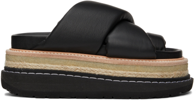 Sacai Leather Platform Espadrilles Sandals In Black