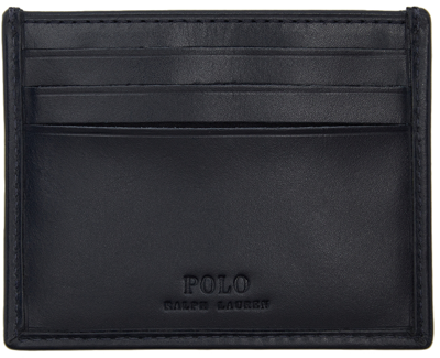 Polo Ralph Lauren Navy Leather Signature Pony Card Holder In Navy/multi