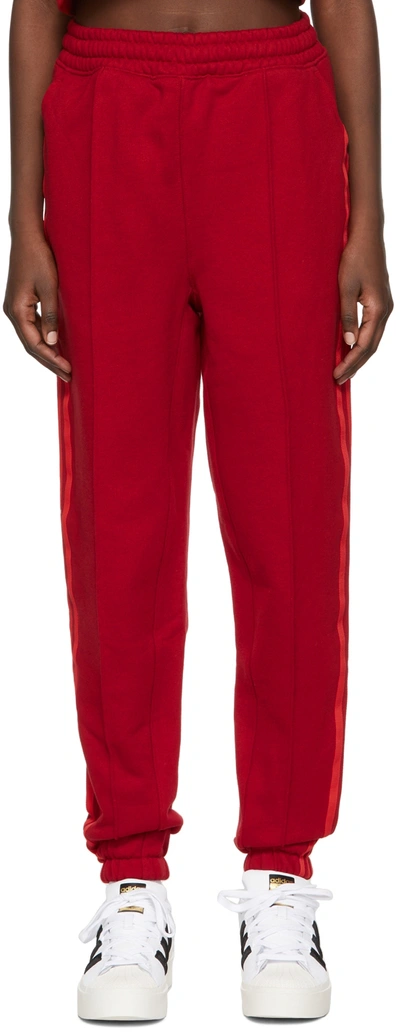 Adidas X Ivy Park Red Cotton Lounge Pants In Power Red