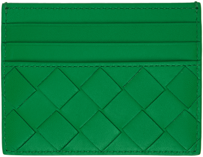 Bottega Veneta Green Intrecciato Credit Card Holder In 3722 Parake