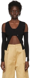 Rokh Black Viscose Cardigan & Tank Top Set In 00black