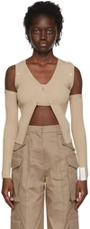 Rokh Beige Viscose Cardigan & Tank Top Set In 16beige