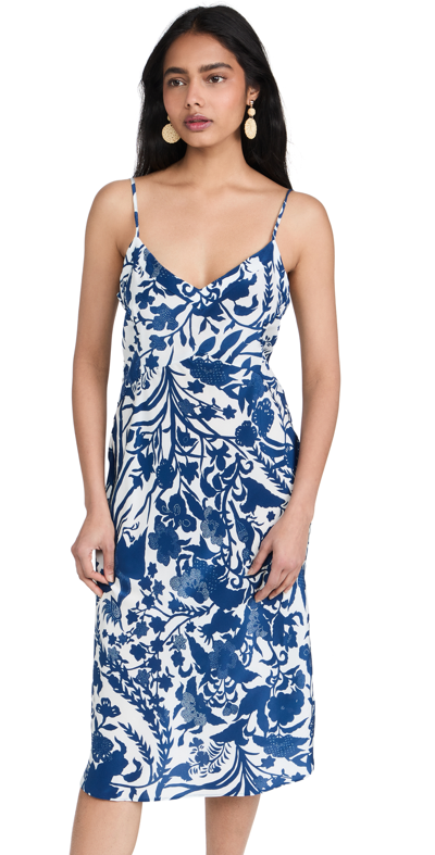Figue Carolyne Slip Dress In Birdsong White Navy