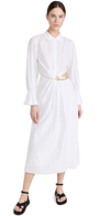 Simkhai Fraya Chain-embellished Cutout Plissé Cotton-blend Midi Dress In White
