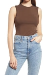 Topshop Clean Stretch Cotton Tank Top In Brown