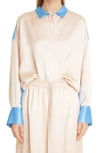 Partow Theo Colorblock Button-up Shirt In Nude Sky