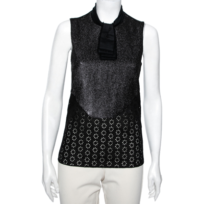 Pre-owned Roberto Cavalli Black Cotton Sequin Embellished Sleeveless Top M