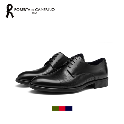 Roberta Di Camerino Roberta意大利诺贝达男鞋2022新品小牛皮时尚商务系带正装男商务鞋男皮鞋 In Black