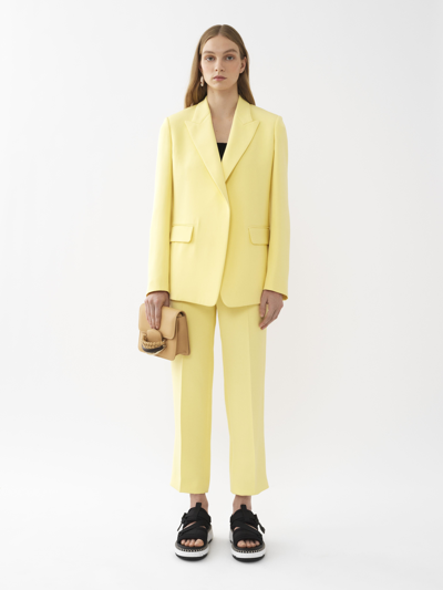 Chloé Buttonless Pure Silk Blazer With Peak Lapel In Yellow
