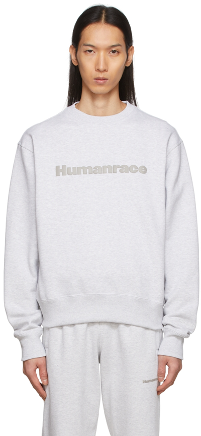 Adidas X Humanrace By Pharrell Williams Ssense Exclusive Grey Humanrace Tonal Logo Sweatshirt In Lgh A37l