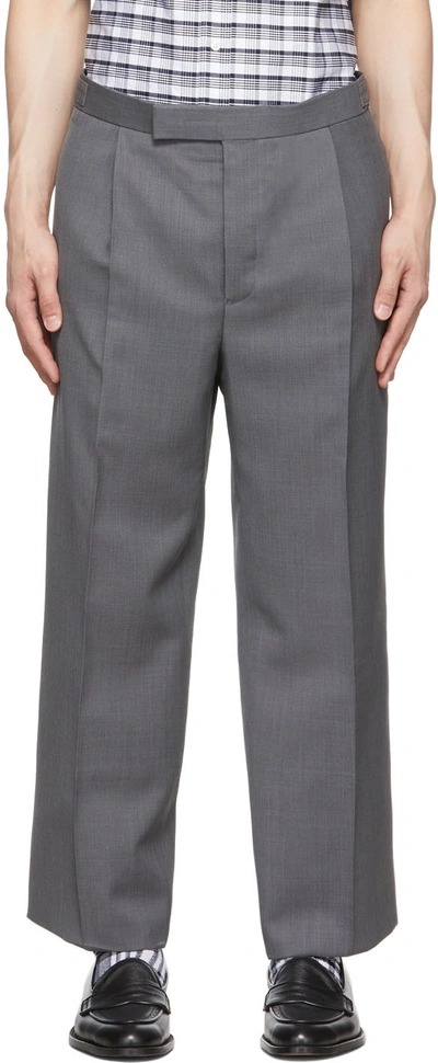 Thom Browne Grey Wool Trousers In 035 Med Grey