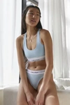 Calvin Klein Modern Cotton Racerback Logo Bralette In Light Blue