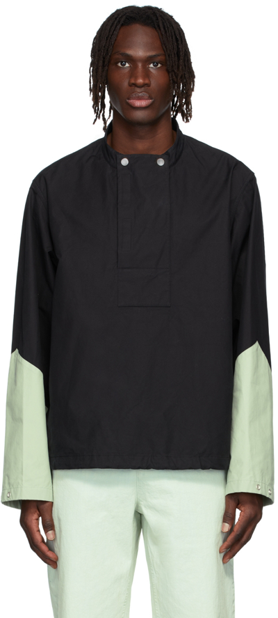 Jil Sander Black And Sage Bi-color Cotton Jacket