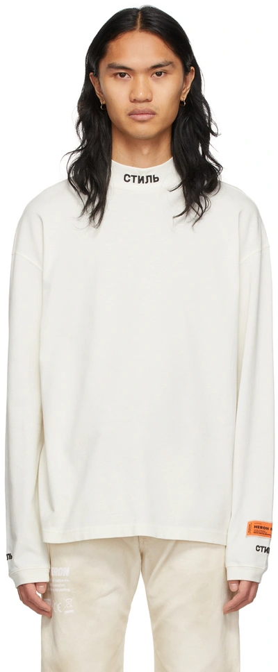Heron Preston Black 'style' Turtleneck Long Sleeve T-shirt In White