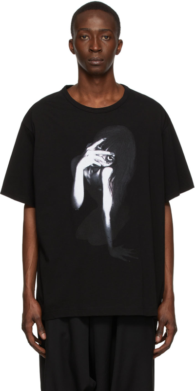 Yohji Yamamoto Graphic-print Oversized Cotton-jersey T-shirt In Black