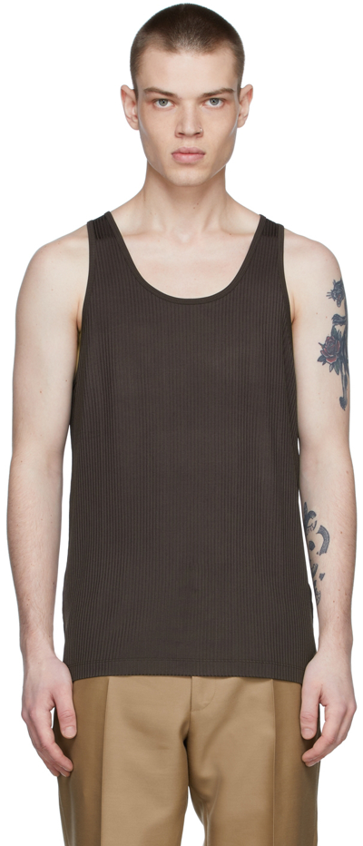 Tom Ford Brown Fluid Viscose Tank Top In Chestnut