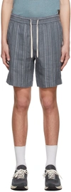 Vince Uneven Stripe Regular Fit Drawstring Shorts In Abyss-405aby